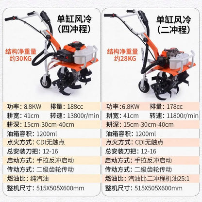 Rotary Tiller Micro-tiller Agricultural Small Multi-functional Gasoline Hand-held Cultivated Land Loosening Machine