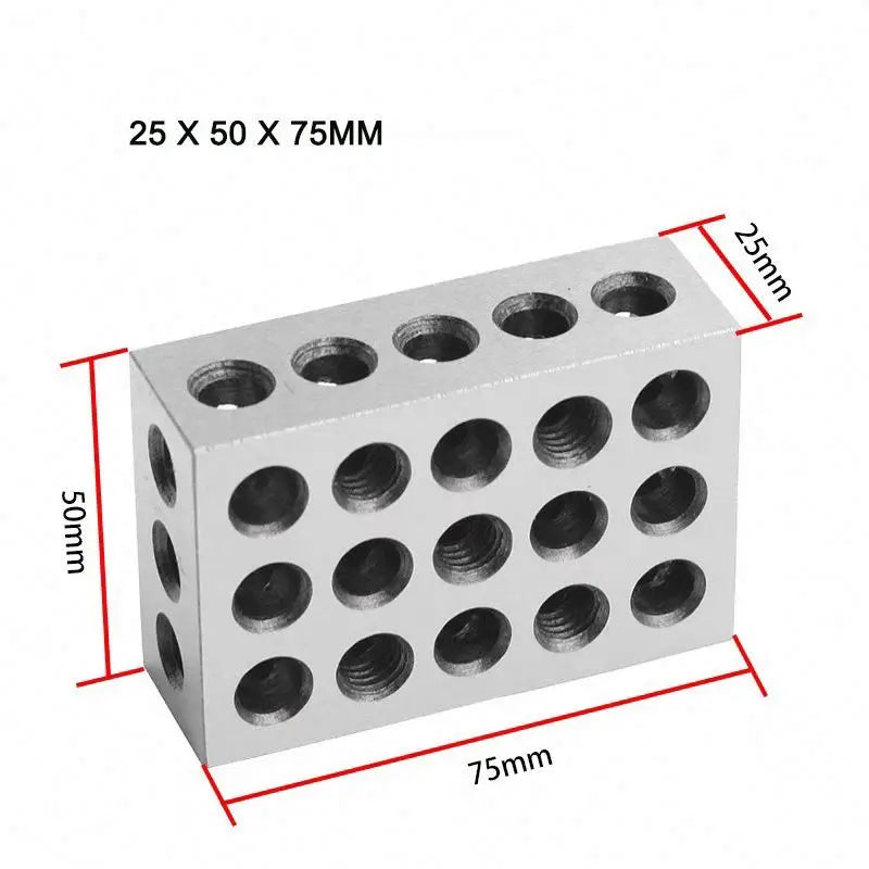 TEBAK 2Pc 5-50-75mm Hardened Steel Sparallel Clamping Block Set 23 Holes 1-2-3" Block Gauge 123 Parallel  Blocks