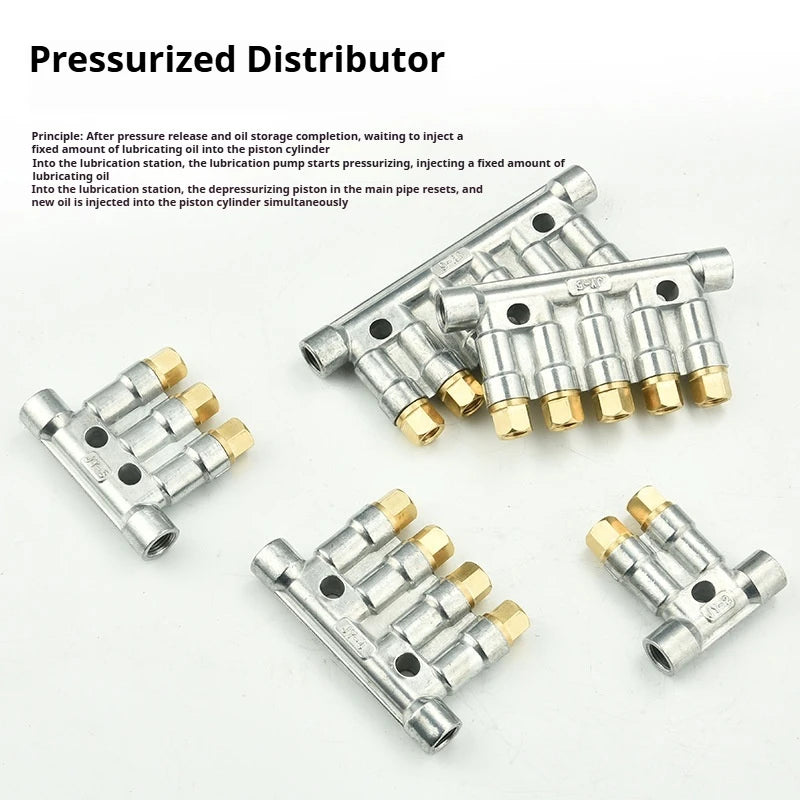 T8618 1-10 Way Volumetric Grease Oil Piston Divider Valve Lubrication System Oil Separator Valve Oil Distributor Manifold Block