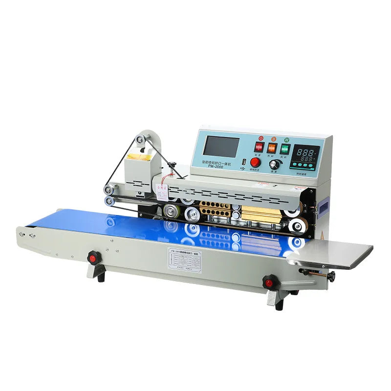 TEBAK SY-PM2000 Automatic Horizontal Plastic Film Sealing Machine Continuous Band Sealer With Stamping Code Sealing Machine