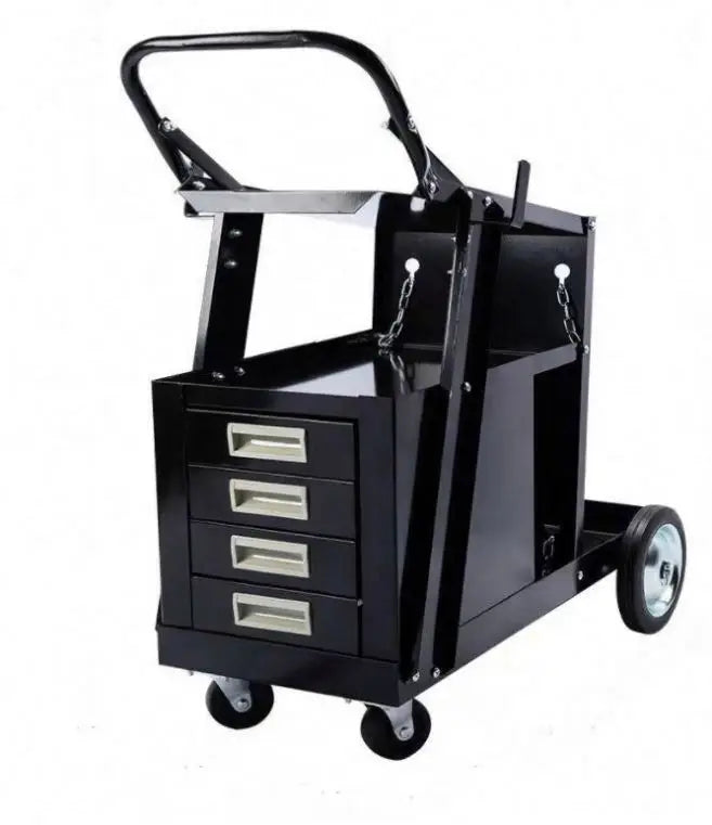 TEBAK Welding Cart Heavy Duty Welder MIG Universal Gas Cylinder Steel Welding Machine Trolley Cart With Chain Handle and Drawers