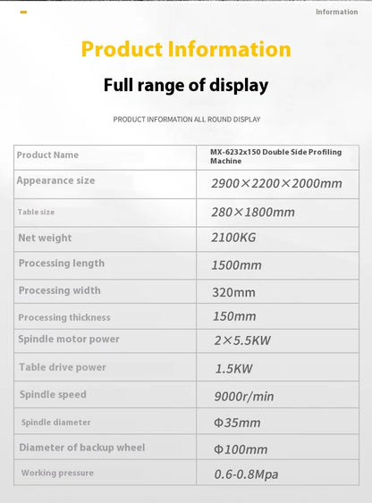 A Automatic Double-sided Copyi-mill Machine Stool Leg Forming Machine Woodworking Auto Double-side Milling Machine MX6230*150