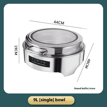 Buffet Dish Commercial Hotel Stainless Steel Self-Heating Electric Dinner Stove With Large Visual Glass Chafing Dish