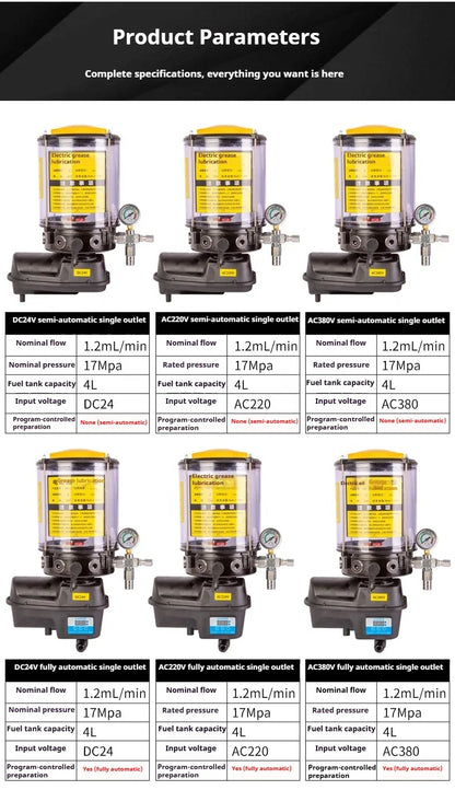 Electric grease pump, mixer construction machinery grease pump, 24V 220V 380V fully automatic Butter fueling pump 12V 110V