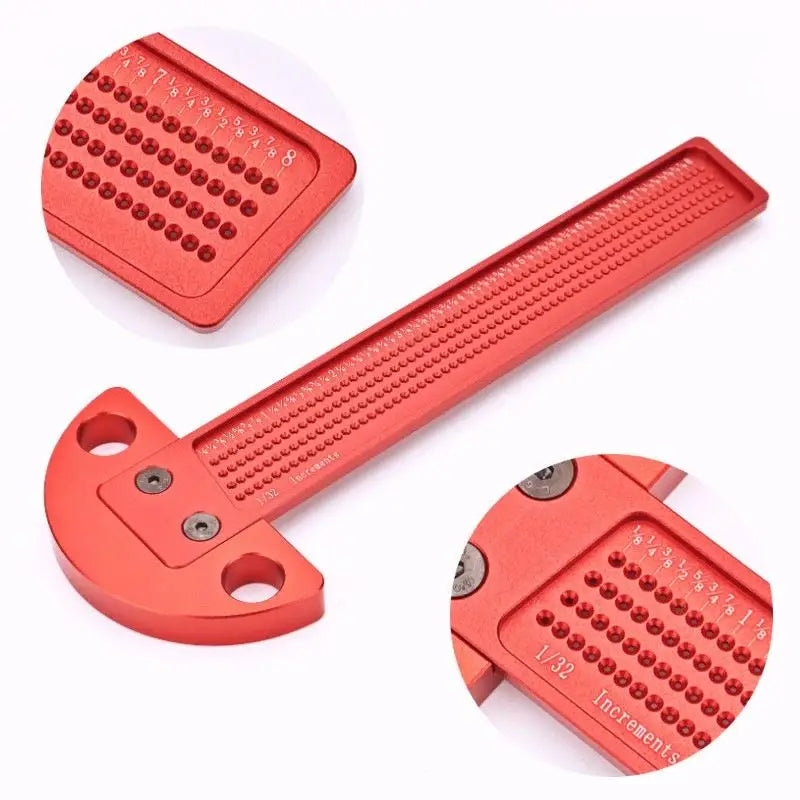 TEBAK W-85 Red Anodized Multi Functional Metal Aluminum Alloy square Ruler Woodworking Scriber T-Shape Ruler