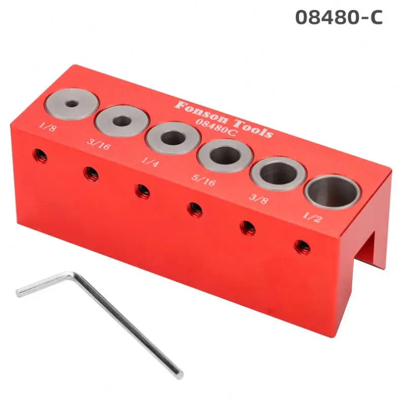 TEBAK W-126 Carpenter Portable Drilling Guide 6 Hardened Drill Guides Vertical Pocket Hole Jig Dowel Positioner Locator