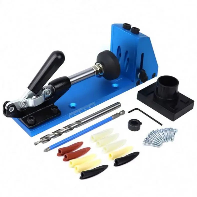 TEBAK High Quality Aluminum Hole Locator Positioning Drill Guide Set Portable Pocket Hole Jig Kit for Woodworking