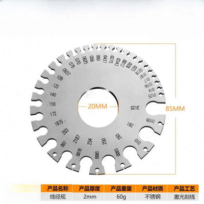 0-36 Round Wire Gauge Weld Diameter Gauge Welding Inspection Stainless Steel Material