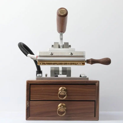 TEBAK Automatic Clothing Leather Tags Label Embossing Cutting Machine Hot Press Leather Stamping Machine