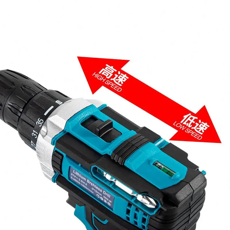 TEBAK Two-Speed Cordless Electric Power Tools 21V Three Function Impact Drill Brush Battery Impact Drill Electric Screwdriver