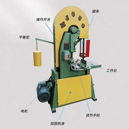 A TEBAK Vertical Resaw Band Saw MJ650 Heavy Duty Woodworking Large Wood Cutting Band Saw Machine Vertical Resaw Band Saw