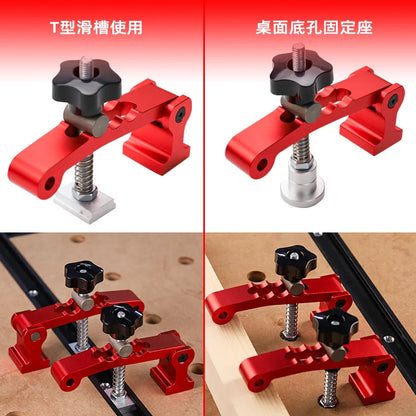 TEBAK W-26 T Tracks Woodworking Height Adjustable Aluminum Hold Down Jig Quick Lock Clamp