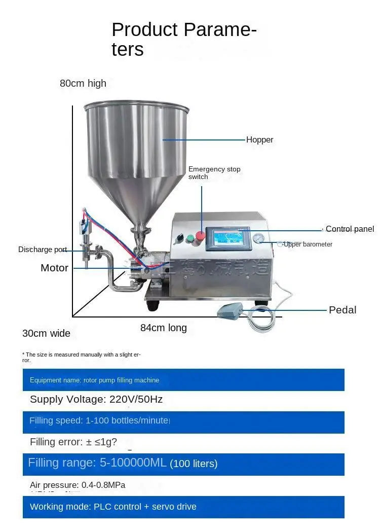 TEBAK Semi-automatic Servo Filling Machine Rotor Pump Bottle Bag Filler Peanut Butter Chocolate Cream Paste Filling Machine