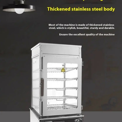 TEBAK Electric Bun Steamer 5 Layers Steamed Bread Sandwich Hot Showcase Stainless Steel Glass Cabinet Food Warmer Display
