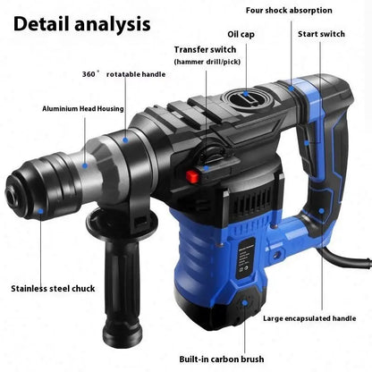2400w Power Tools Electric Hammer Drill 220V BMC Packing Rotary Hammer Steel Wood Drill Multi-functional Household Industrial