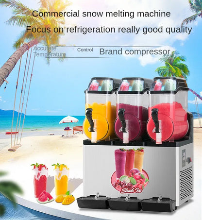 TEBAK Electric Granita Ice Double Tank Frozen Drink Machine Commercial Slush Making Machine Soft Drink Slushy Margarita Mesin