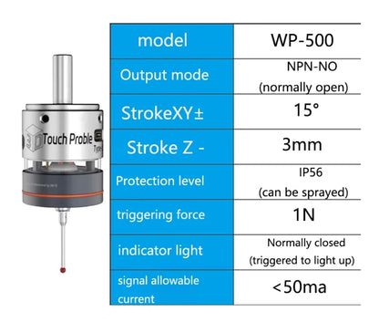 TEBAK CNC WP-500 V6 Anti-roll 3D Edge Finder Touch Probe to Find the Center Desktop Probe Compatible with mach3 Grbl