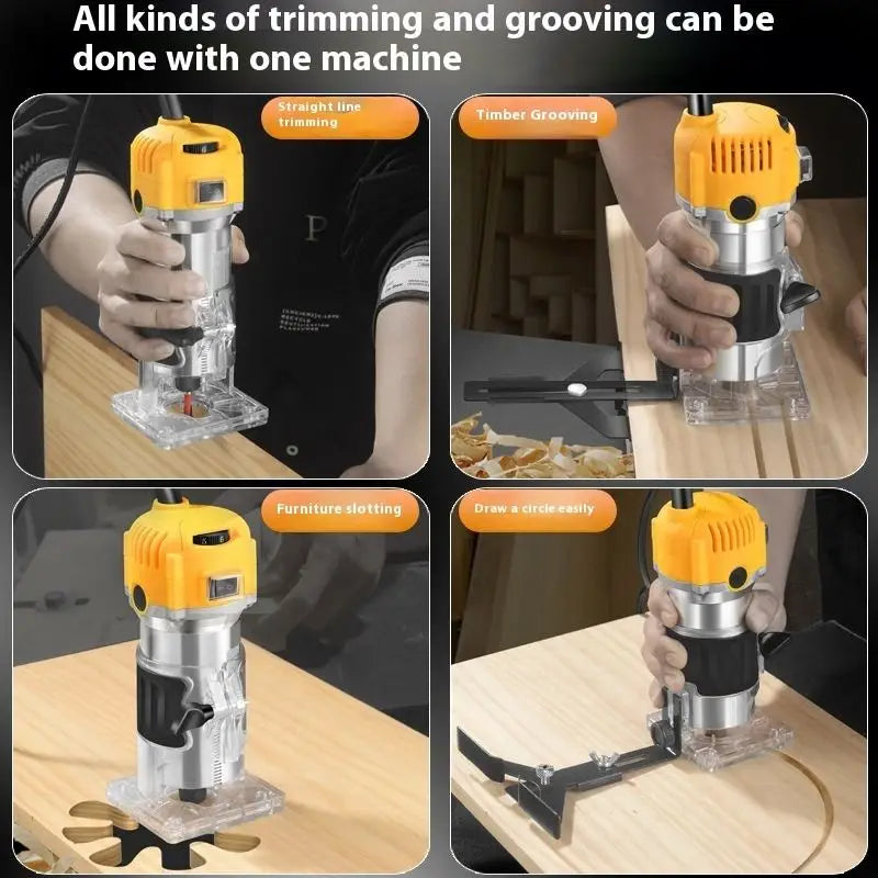 TEBAK Trimming Slotting Machine Wood Grooving Carving Electric Wood Edge Trimmer Machine Aluminum Alloy Trimmer Milling Cutter