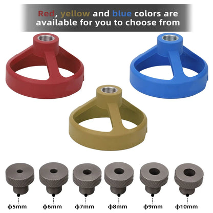 TEBAK W-119 Red Color 6 7 8 9 10 mm Round Aluminium Alloy Woodworking Drill Bit Locator Hole Circle Drilling Guide Jig