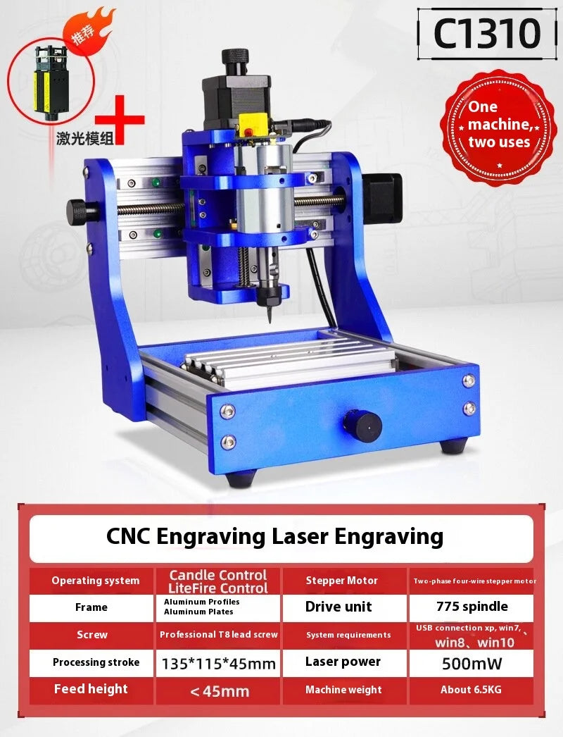 TEBAK JY-06 Portable Mini CNC Full Metal Frame Desktop Wood 3axis 1310 Programming Router and Laser Engraving Cutting Machine