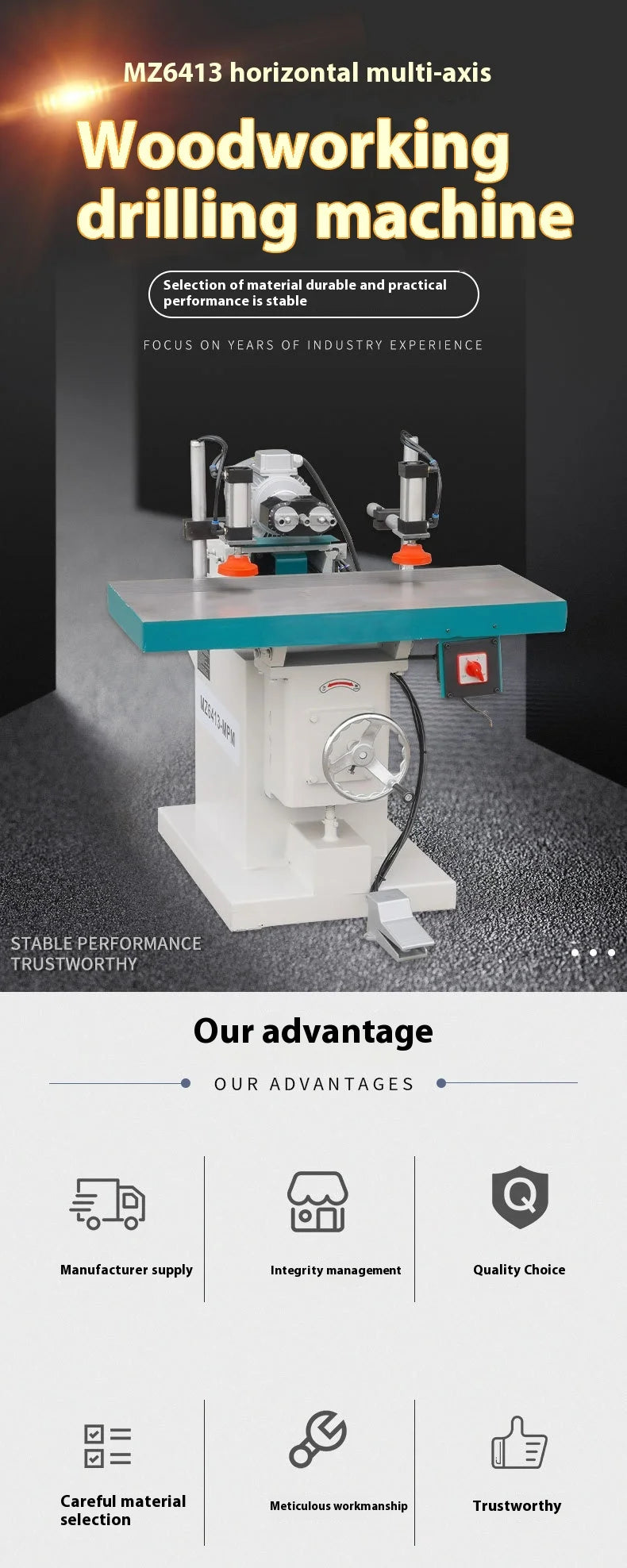 A TEBAK MZ6413 2000 mm Multipurpose Vertical Single Spindle Milling Machine Woodworking Shaper Moulder Router Carpentry Tools