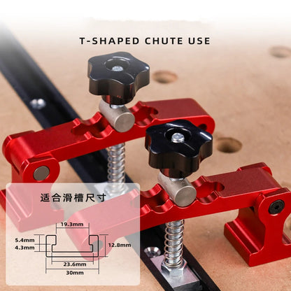 TEBAK W-26 T Tracks Woodworking Height Adjustable Aluminum Hold Down Jig Quick Lock Clamp