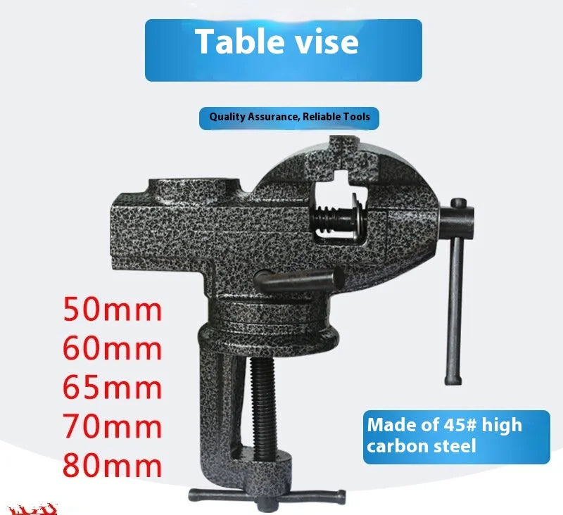 ANDUUK DL110080 Multi-functional Swivel Small Table Vice Household Work Flat Vice Type 80 Black Sliding Smooth Strong Clamping