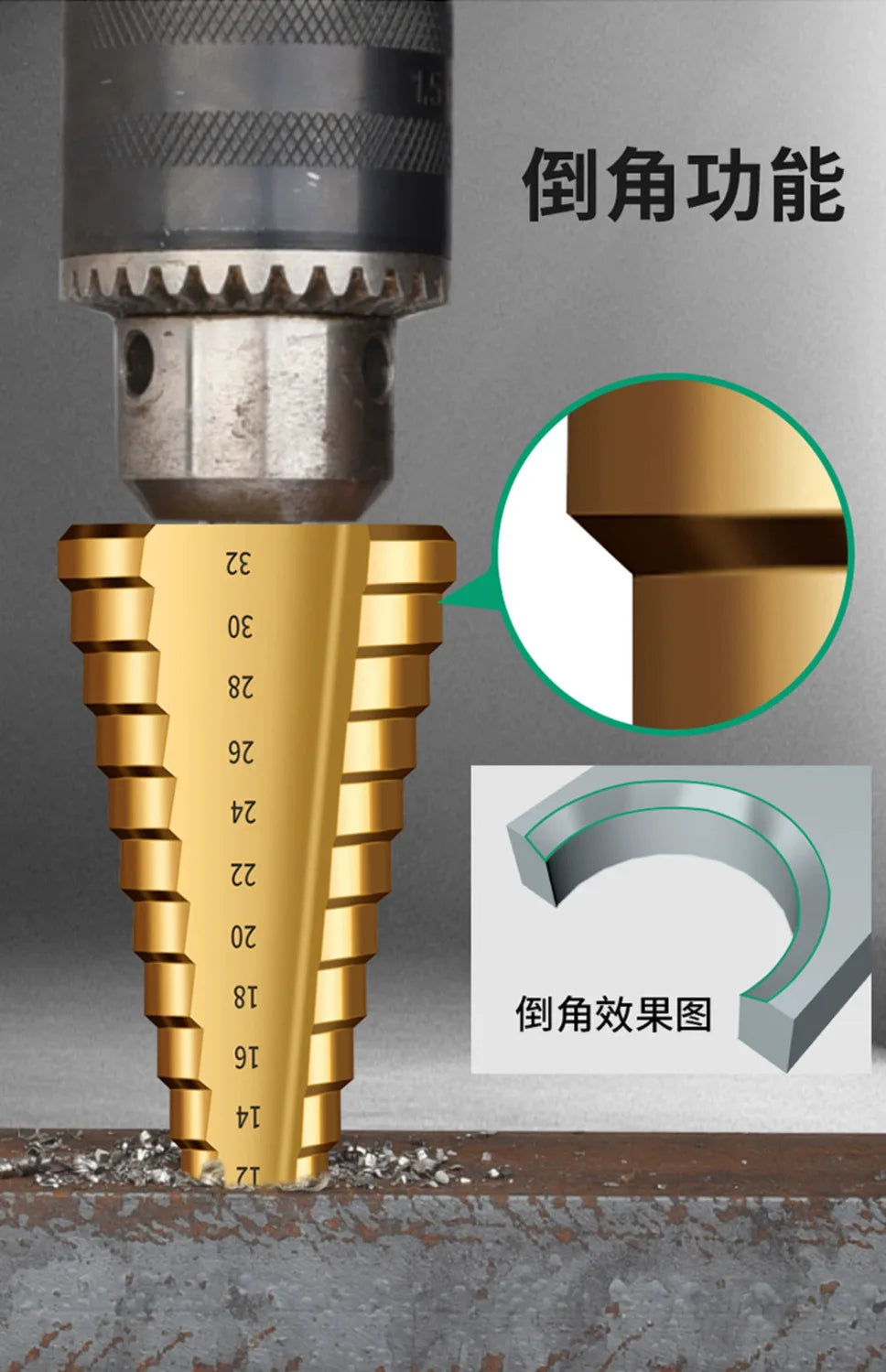 TEBAK Wood Working Tool 6PC Pagoda Drill Titanium Step Drill Bit Set Saw Tooth Drill Bits