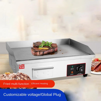 Commercial Mini Electric Griddle 14" 1700W Countertop Flat Top Griddle Stainless Steel Teppanyaki Grill W/Iron Cooking Plate