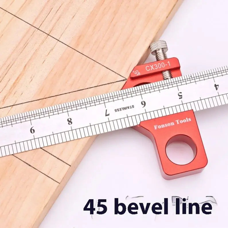 TEBAK W-63 Woodworking Scratching Tool Set with Magnet SS Ruler 45 Degrees 60 Degrees 90 Degrees