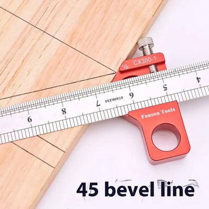 TEBAK W-63 Woodworking Scratching Tool Set with Magnet SS Ruler 45 Degrees 60 Degrees 90 Degrees
