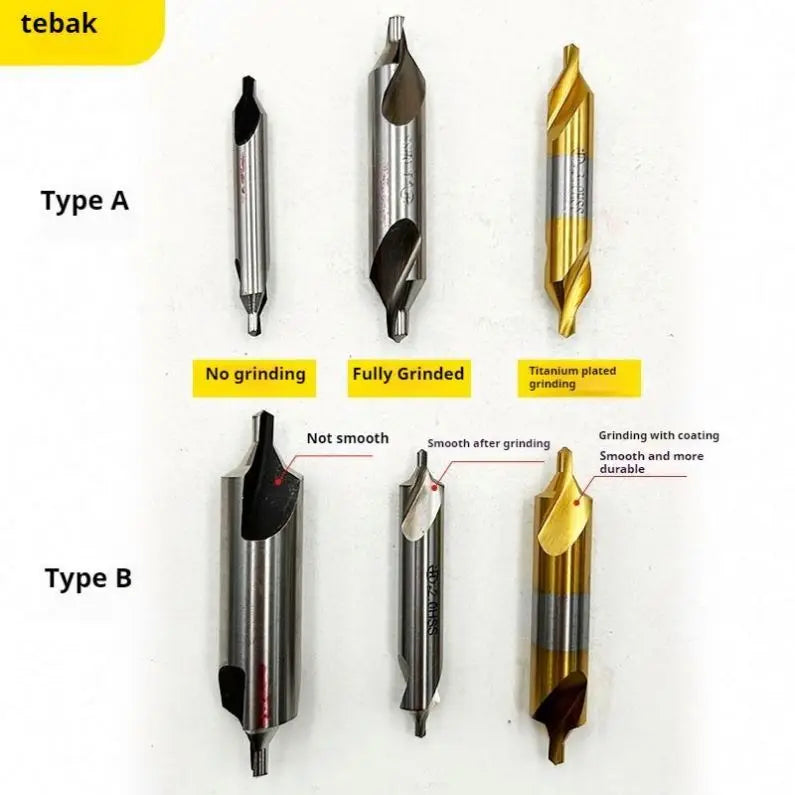 ANDUUK High quality Carbide Cobalt Double Head Titanium Plating Center Drill for Metal Center Drill Center Bit