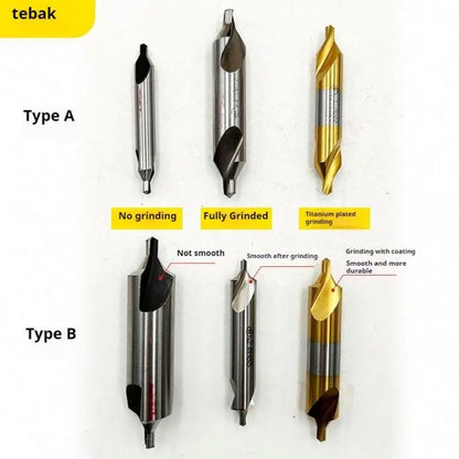 ANDUUK High quality Carbide Cobalt Double Head Titanium Plating Center Drill for Metal Center Drill Center Bit