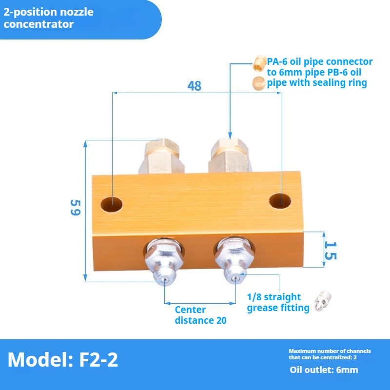 Pneumatic Adjustable Oil Distributor and Lubrication System Distribution Valve Pneumatic Plug in Connector Hose Air Distributor