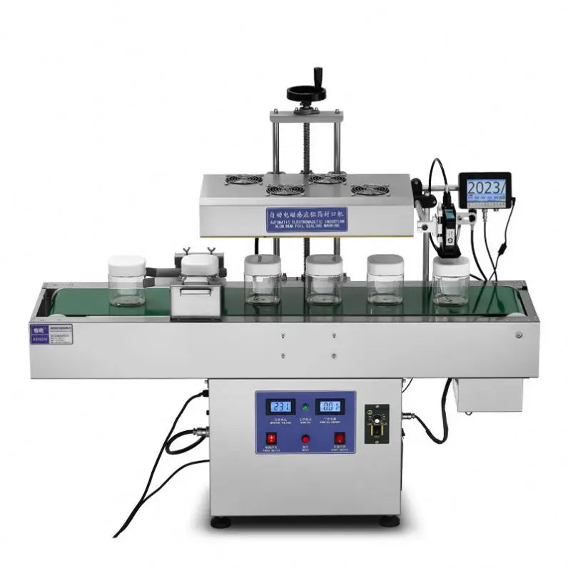 Aluminum Foil Gasket Sealing Machine Automatic Stainless Steel Continuous Plastic Bottle Glass Jar Lid Electromagnetic Induction