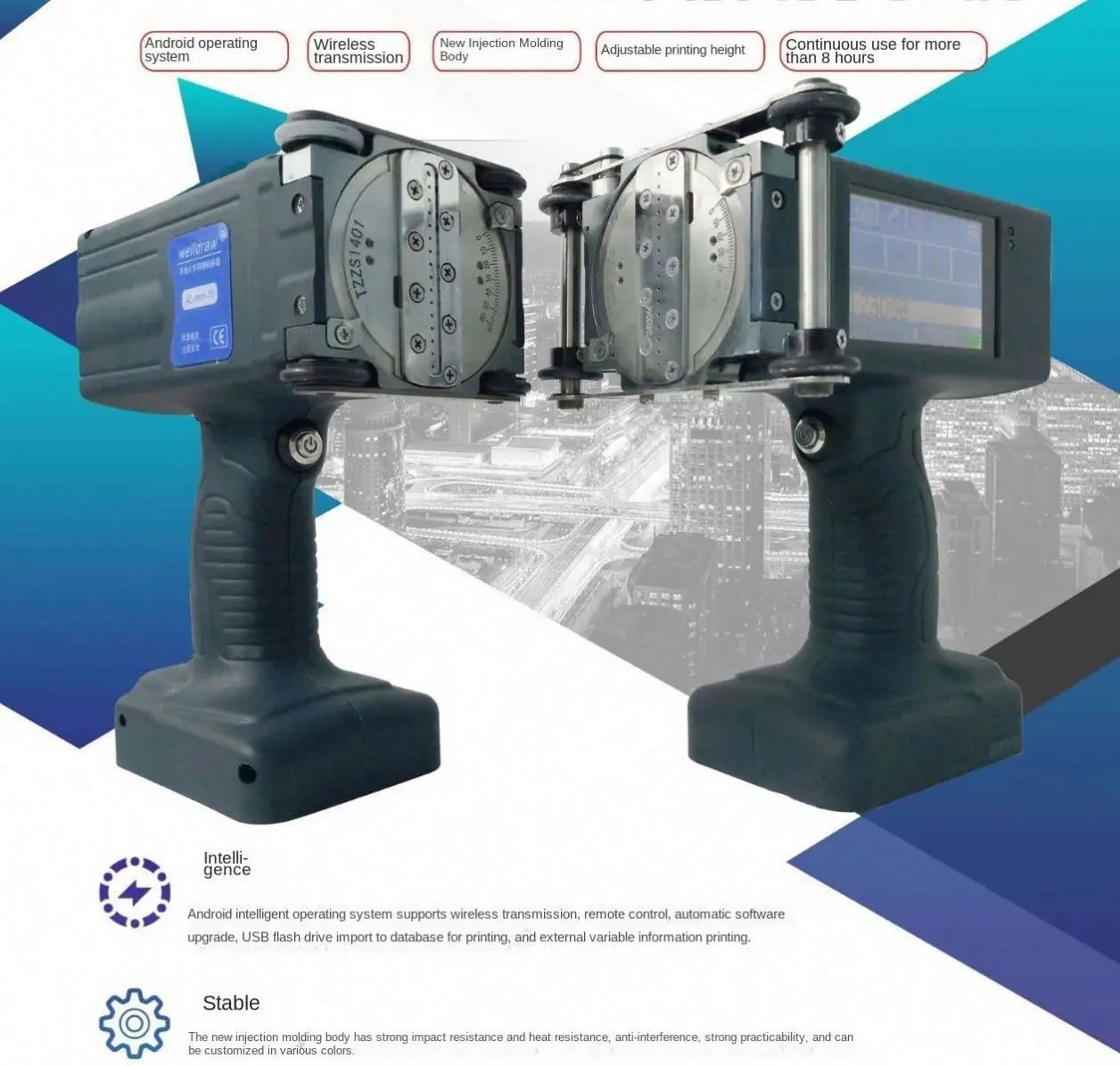 TEBAK XY-16 Large Character Inkjet Printer for Large Carton Big Character PVC Pipe Handheld Portable Printer