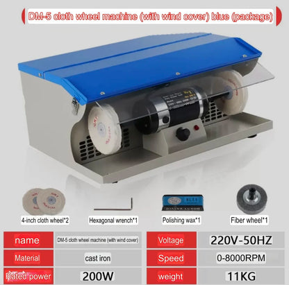 TEBAK KT3600 DM-5 Cloth Wheel Machine Polisher Machines Grinding Jewelry Metal Buffing Polishing Machines with Dust Collector