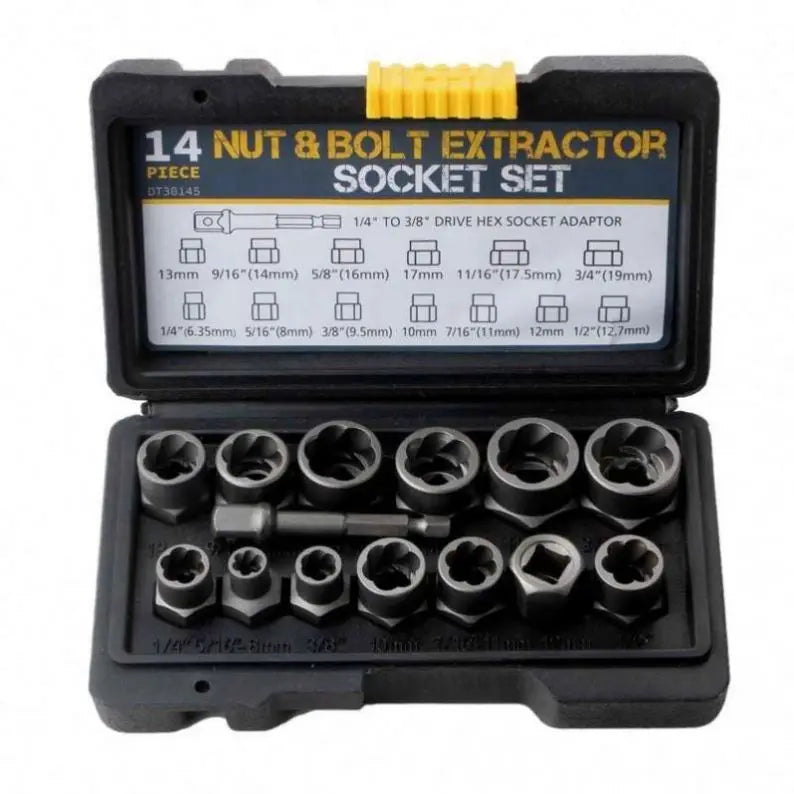 14 Piece Nut& Bolt Extractor Socket Set Bolt Remover Tool Set Nut Extractor Socket Impact Bolt Nut Screw Removal Socket Wrench