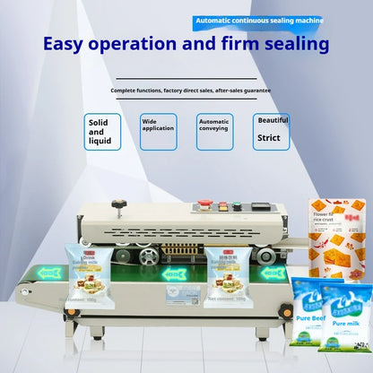 TEBAK Continuous Bag Band Sealer Machine Horizontal Continuous Aluminium Electric Heat Sealing Machine