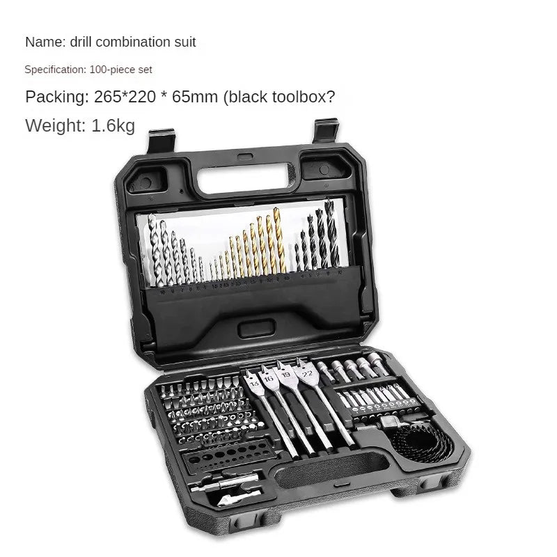 TEBAK Drill Bit Set for Wood Metal and Concrete Power Tools Kit Electric Drill Hand Tools Powerful Repair Parts
