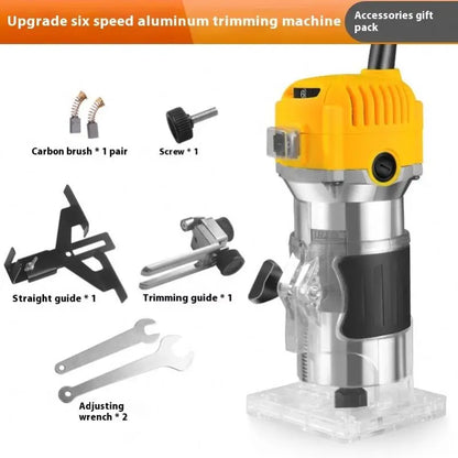 6.35mm Milling Cutter 220V/ 1300W Electric Wood Edge Trimmer Machine Aluminum Alloy Speed Adjustable Woodworking Hand Trimmer