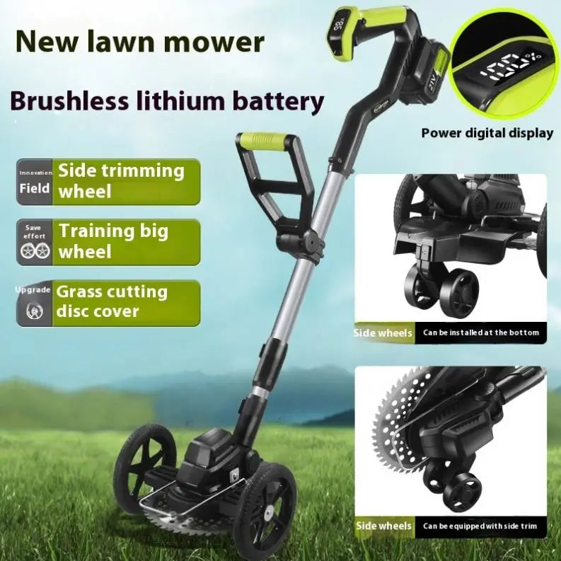 TEBAK Electric Wheeled Lawn Mower Brush Cutter Lawn Mower Polishing Weed Wackering Electric Lawn Mower Grass Weed Trimmer