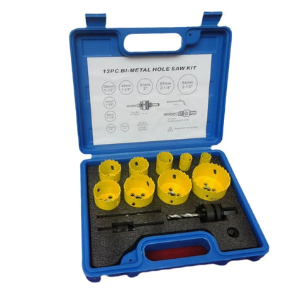 ANDUUK 13Pcs HSS Bi-Metal Hole Saw Set in Blue Plastic Box for Metal Wood Plastic