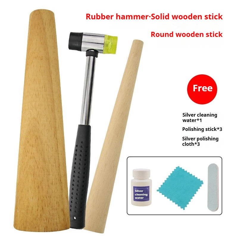 TEBAK Jewelry Round Wood Bracelet Steel Ring Mandrel Jewelry Making Measuring Tools Kits Bangle Stick Oval Wood Bracelet Mandrel