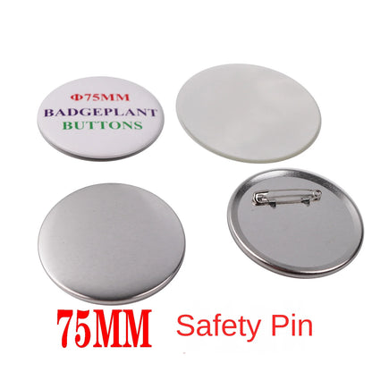 100sets 75/58/44/mm Button Raw Material Factory Round Shape Frosted Bottom Safety Pin Badge Blank  Badge Paper Clip Consumables