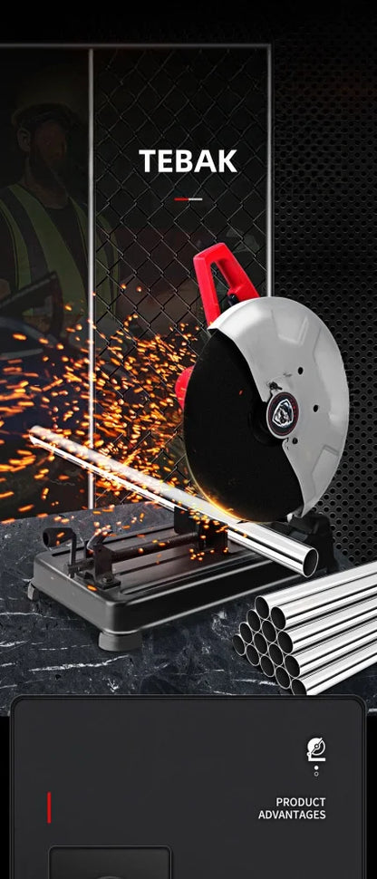 TEBAK Iron Industrial Metal Chop off Circular Saw Power Tools Portable Folding 14inch Chop Saw 2000W 3900RPM Cutting Machine