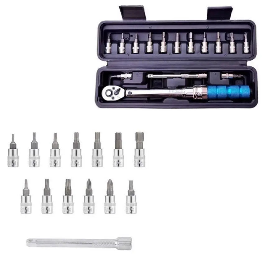 Tebak Cheap  Bicycle Torque Wrench Preset Adjustable Torque 1/4 2-24NM Ratchet Wrench Set Bicycle Repair Tool