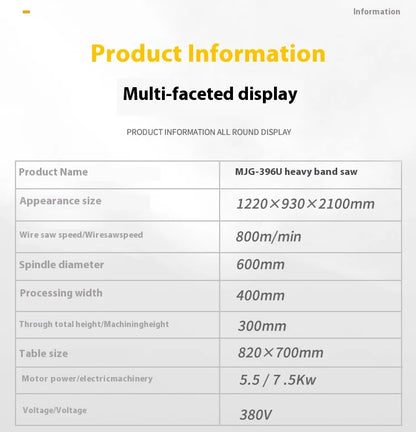 A 380V 5.5KW 20 Inch Woodworking Vertical Wood Cutting Band Saw Woodworking Machinery Industrial Multi-function Woodworking Saw