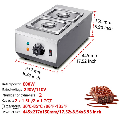 TEBAK Commercial Stainless Steel Chocolate Melting Pot Heating and Melting Chocolate Through Water Separation Furnace Machine