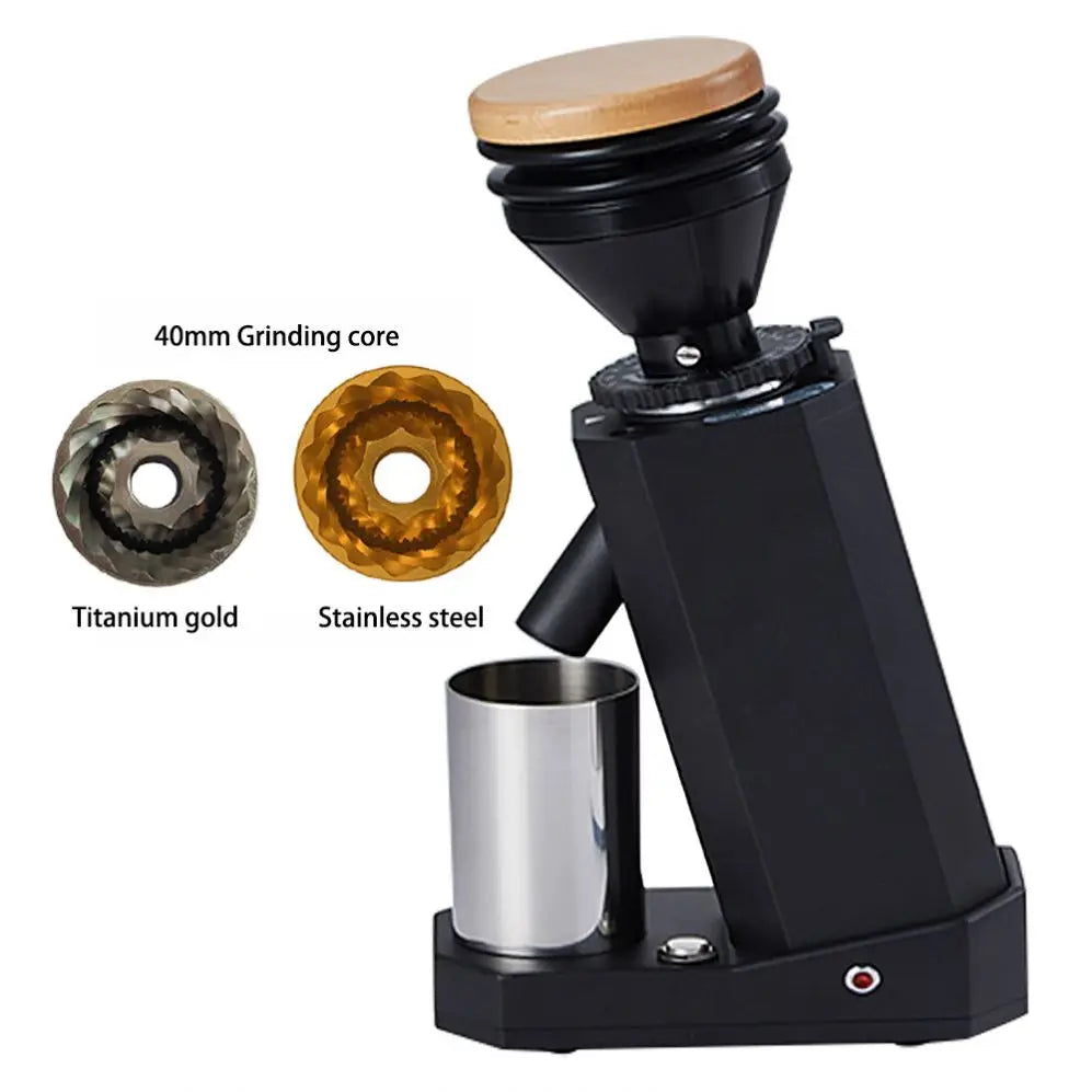 TEBAK 110V/220V Titanium Conical Burr Coffee Grinder Metal Coffee Grinder Household Conical Burr Coffee Bean Grinder Electric
